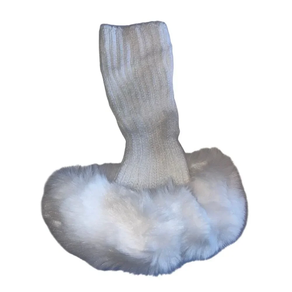White Faux Fur Boot Cuffs – Warm Plush Ankle Covers for Winter Boots